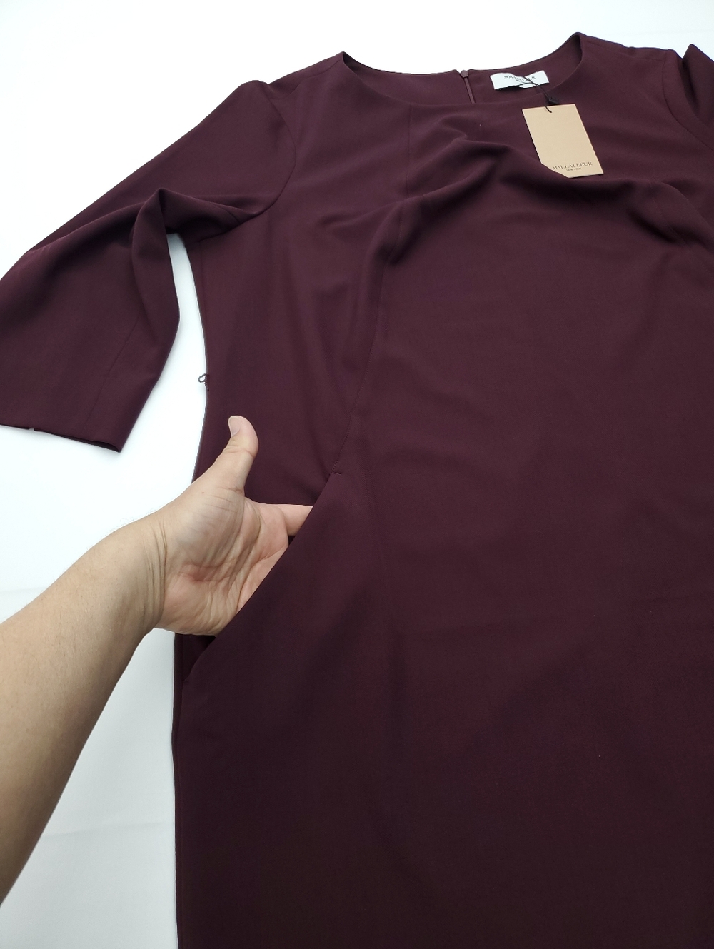 NEW MM. Lafleur Etsuko Claret Midi Dress Burgandy/maroon 3/4 Sleeve Office Sz +3 - Picture 7 of 15